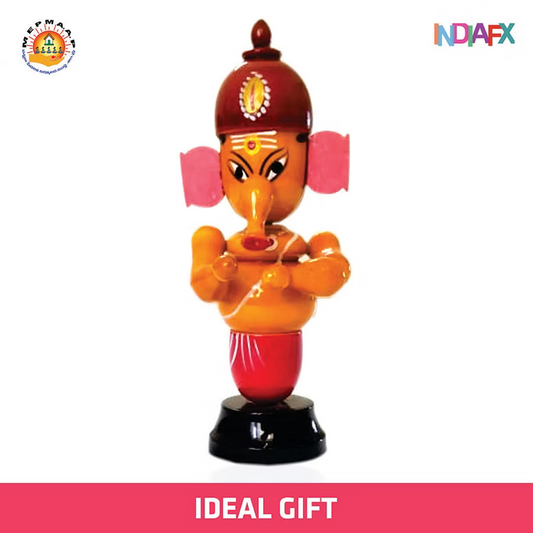 Etikoppaka wooden shiny yellow coloured Ganesh showpiece Handmade Decorative