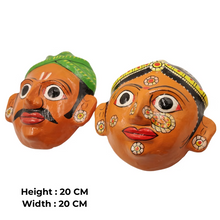 Handpainted Village Couple Masks Cheriyal Folk Decor