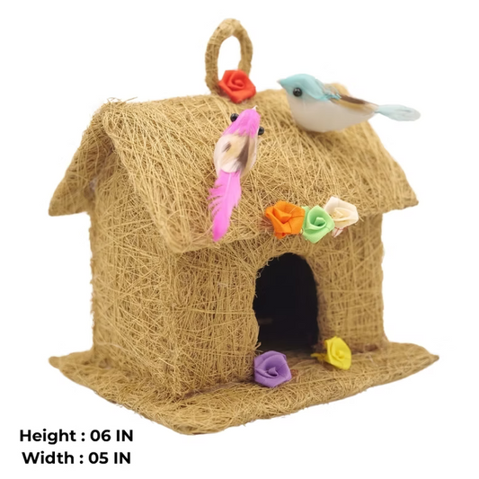 Coconut Coir Bird House Rustic Hanging Charm