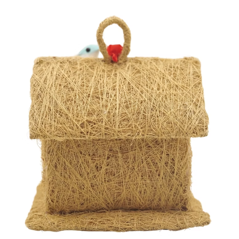 Coconut Coir Bird House Rustic Hanging Charm