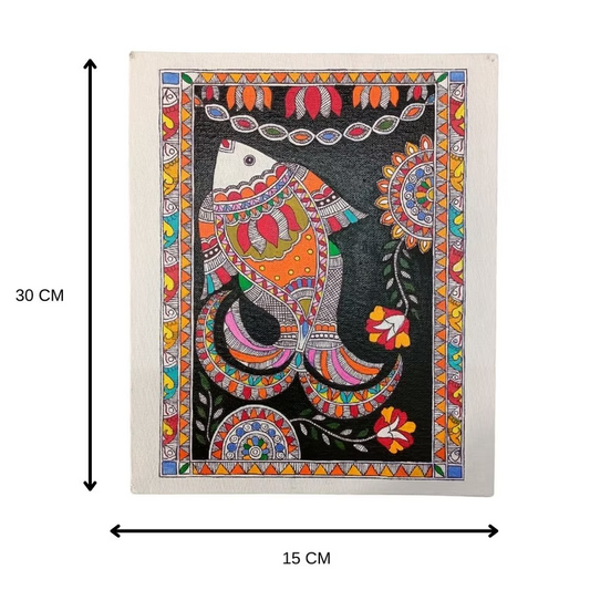 Unframed Madhubani Painting Of Fish | 12 Inch