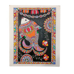 Unframed Madhubani Painting Of Fish | 12 Inch