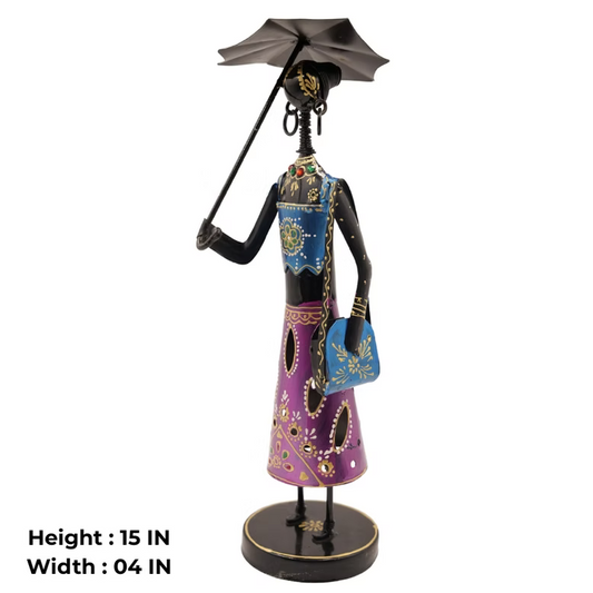 Handmade Metal Lady Figurine Artistic Home Decor Piece