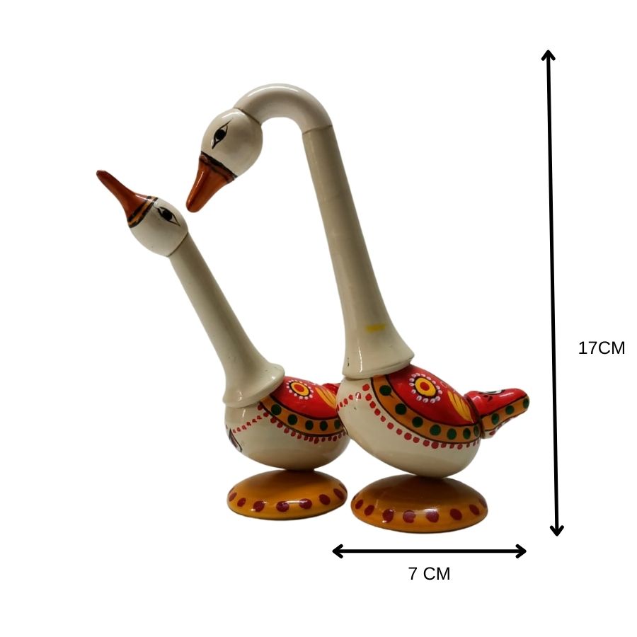 Indiafx Hand Crafted - Etikoppaka Toy - Beautiful Swan Pair For Home Decor