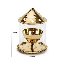 Brass Akhand Diya With Borosilicate Glass