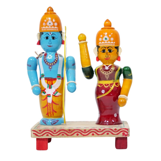 Handcrafted Rama & Seetha Love Vibes Idol (Etikoppaka Art)