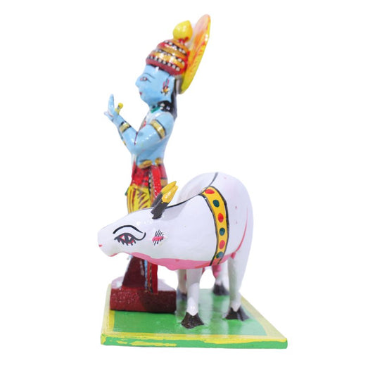Krishna Vibes Handcrafted Kondapalli Krishna with Cow – 18cm Cute Showpiece