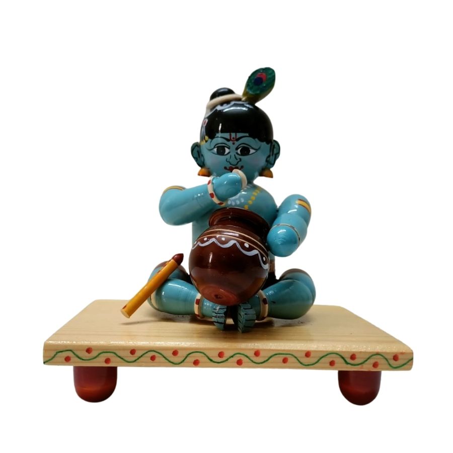 Indiafx Hand Crafted - Etikoppaka Wooden Sri Krishna
