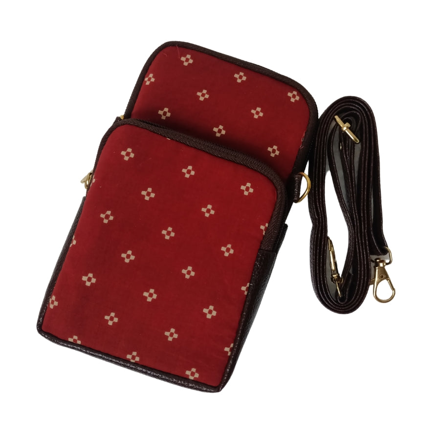Ikkat Printed Cell Phone Sling Bag