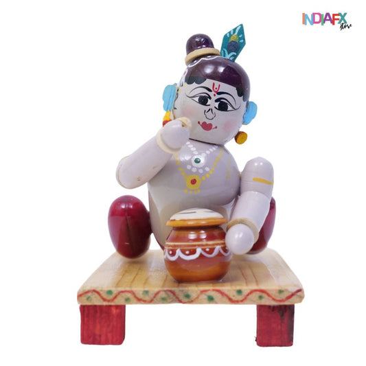 🙏 Handcrafted Etikoppaka Little Sri Krishna Figurine – 10 CM