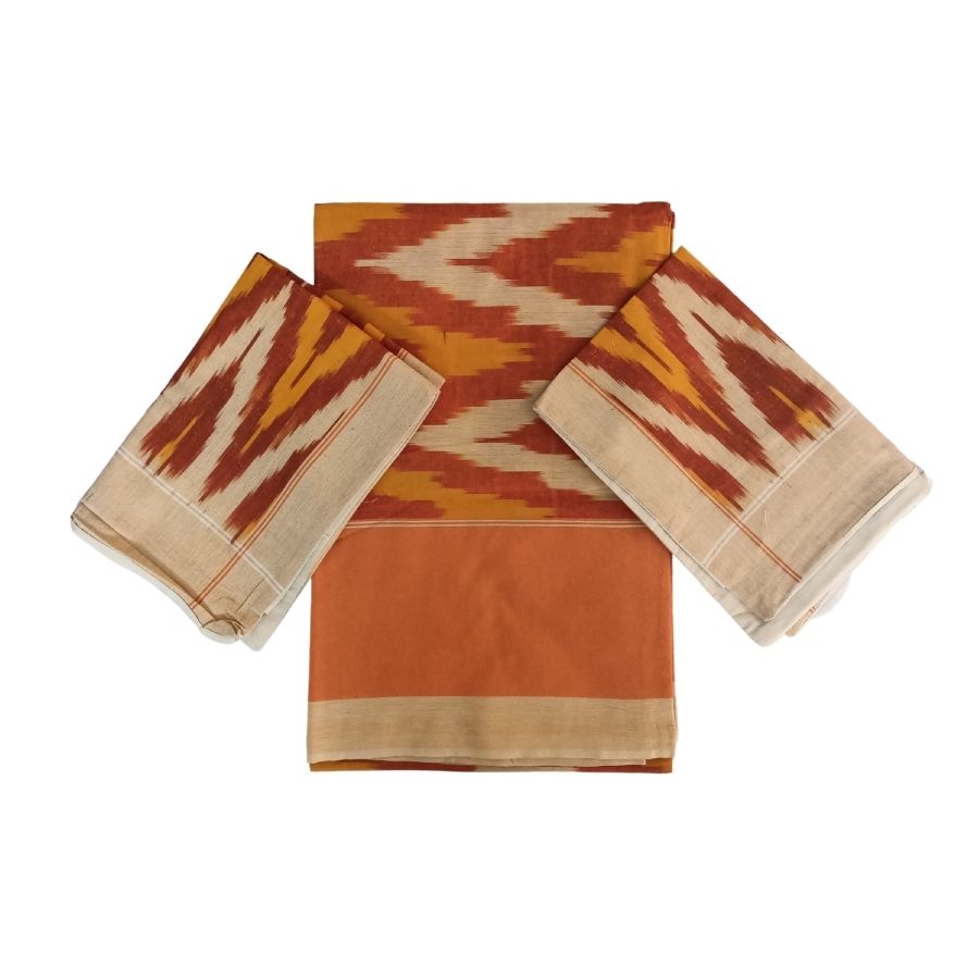 Hand Woven Pochampally Ikkat Double Bedsheet With 2 Pillow Covers