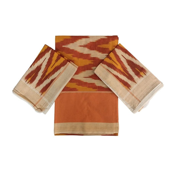 Hand Woven Pochampally Ikkat Double Bedsheet With 2 Pillow Covers