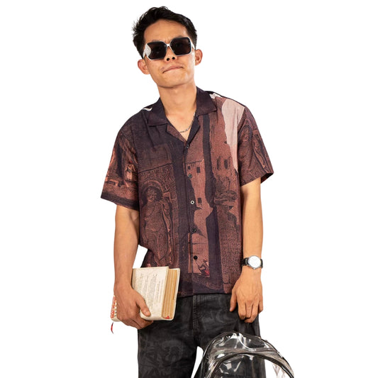 Megastar Brown Chanderi Shirt – Buddha-Inspired Streetwear | Premium Aesthetic