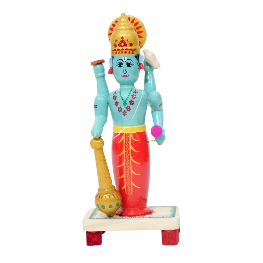 Divine Vibes Only! Handcrafted Etikoppaka Lord Vishnu Idol