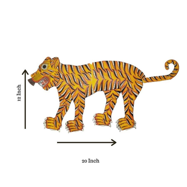 Home Decor - Interior - Hand Painted on Leather - Multicolor Tiger - 20 Inches