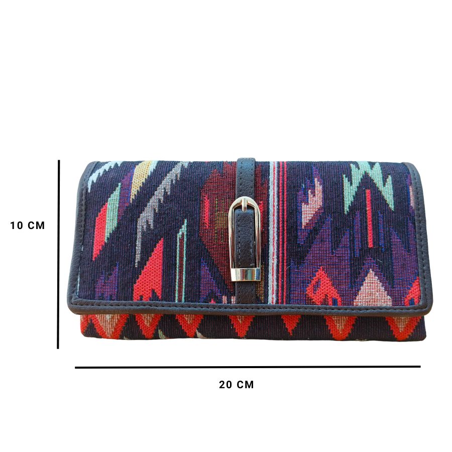 Handmade Ikkat Wallet for Women (20 cm) – Authentic Handloom Purse
