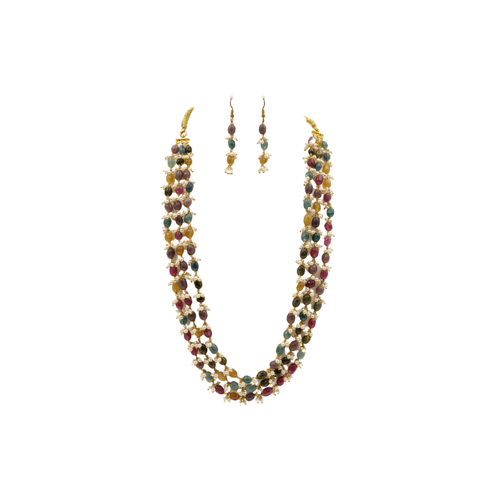 Multicolor Stone Haram Set | With Matching Earrings