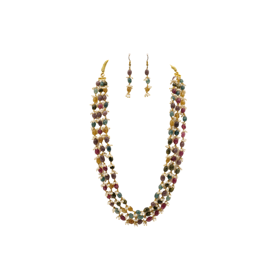 Multicolor Stone Haram Set | With Matching Earrings