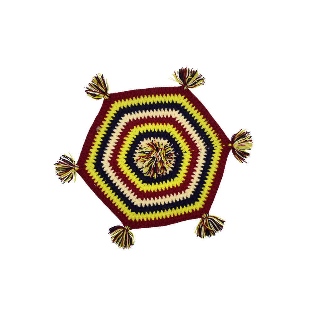 Handmade Woolen Tea Pay Cover Hexagon Crochet Table Mat