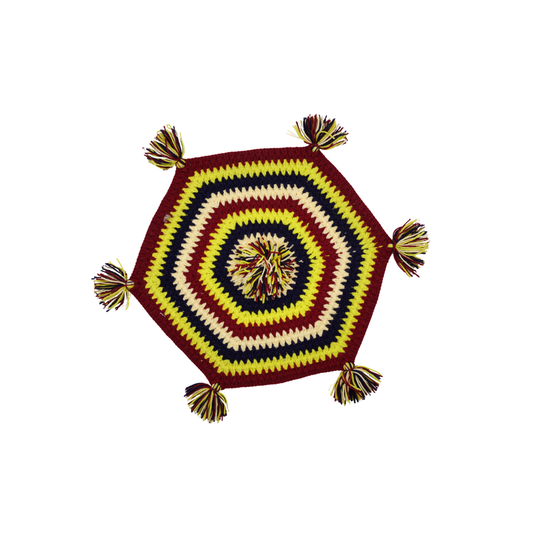Handmade Woolen Tea Pay Cover Hexagon Crochet Table Mat