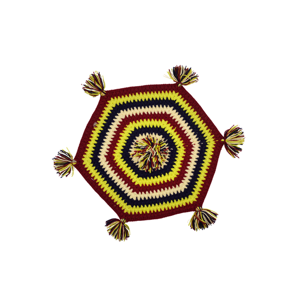 Handmade Woolen Tea Pay Cover Hexagon Crochet Table Mat