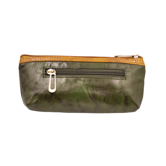 Compact Leather Zip Pouch | Mini Organizer Bag