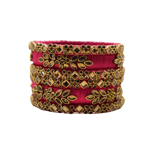 Kundan Thread Bangles Set (6) Designer Ethnic Bangles