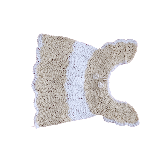 Handmade Crochet Baby Shrug Beige & White Knit Jacket