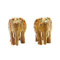 Handcrafted Elephant Pair in White Wood Charming Home Decor