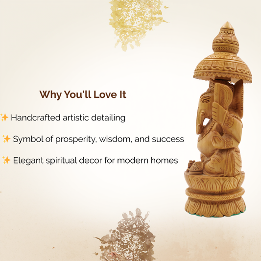 Handcrafted Umbrella Ganesha Idol Artistic Spiritual Decor Piece