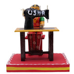 Hand Crafted Handmade beautiful Wooden Kondapalli sewing machine with woman toy