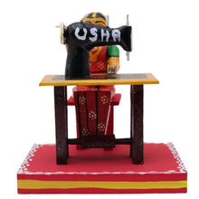 Hand Crafted Handmade beautiful Wooden Kondapalli sewing machine with woman toy