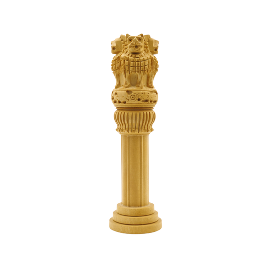 Handcrafted White Wood Ashoka Symbol Made by Rural Artisans Limited Pieces