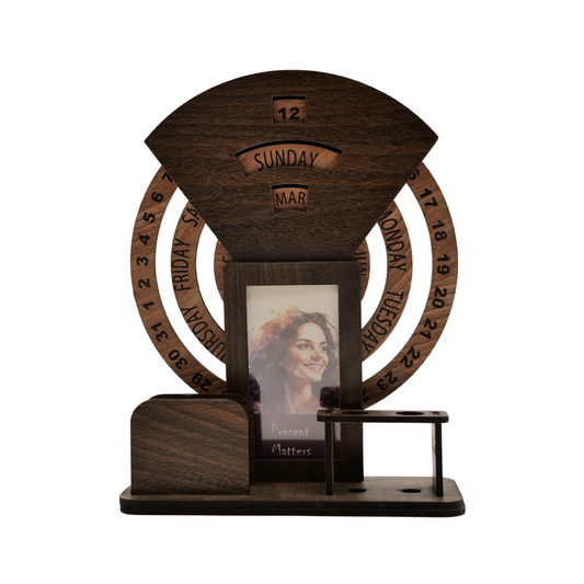 Lifetime Calendar with Photo Frame Handmade Desk Decor for Memories