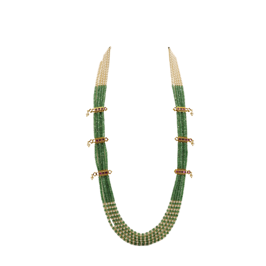 Green Beads Long Haram 💚✨ Multi-Layer Ethnic Necklace