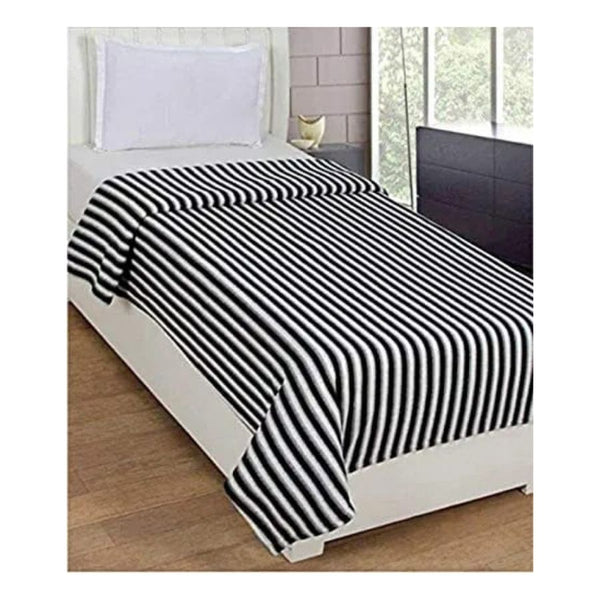 Blanket  Non woven warm single blanket with black and white stripes