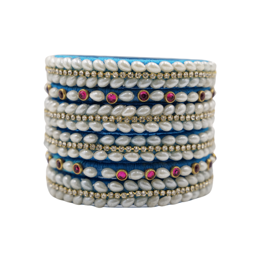 Handmade Bangles Set Silk Thread & Pearl Jewelry (Size 2.6)