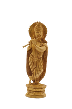 Handcrafted Wooden Krishna Idol Spiritual Home Accent