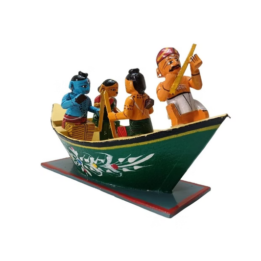 Handcrafted & perfectly handpainted wooden Rama Sita Lakshmana and boat man