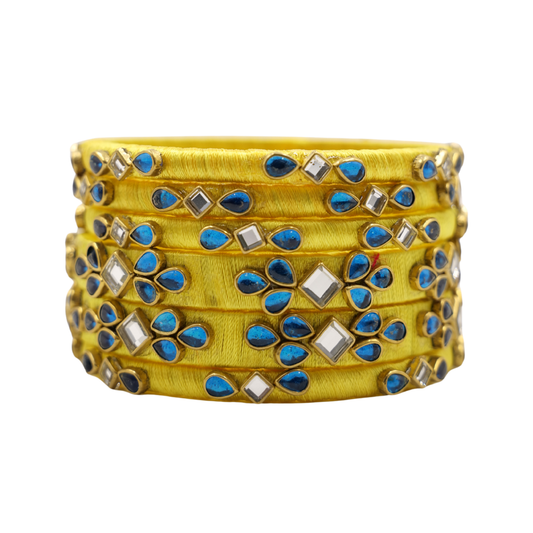 Handmade Yellow Silk Thread Bangles Festive Jewelry (2.8)