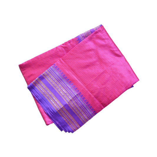 Traditional Pure Silk Saree Checks Pattern with Contrast Border