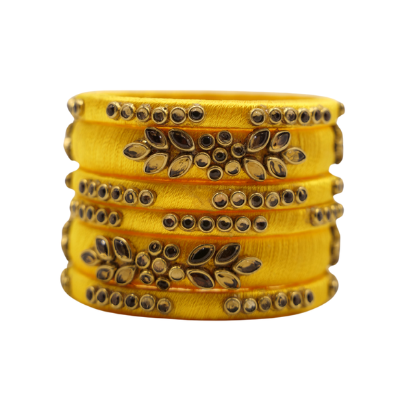 Traditional Yellow Bangles Handcrafted Set