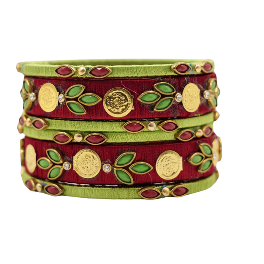 Handmade Bridal Bangles Set Silk Thread Jewelry (Size 2.8)