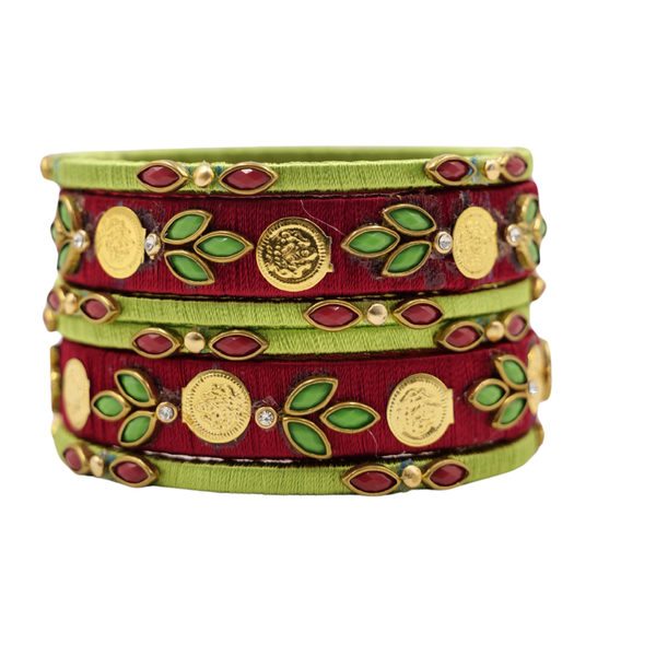 Handmade Bridal Bangles Set Silk Thread Jewelry (Size 2.8)