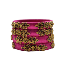 Pink Silk Thread Bangles Set | Designer Ethnic