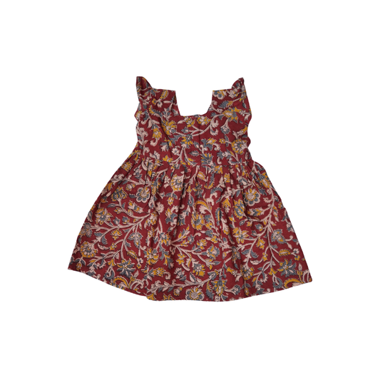 Kalamkari Khadi Cotton Kids Frock – Floral Print (1-9 Years)