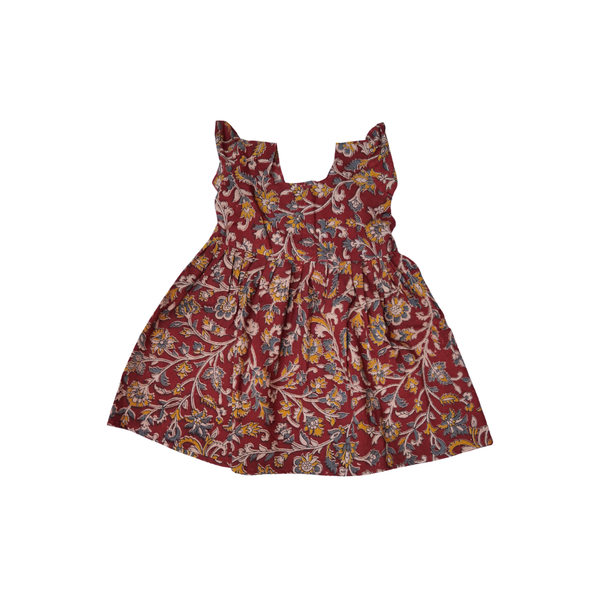 Kalamkari Khadi Cotton Kids Frock – Floral Print (1-9 Years)
