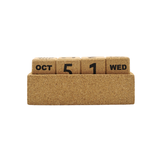 Eco Cork Perpetual Calendar Wheatgrass Desk Calendar Block