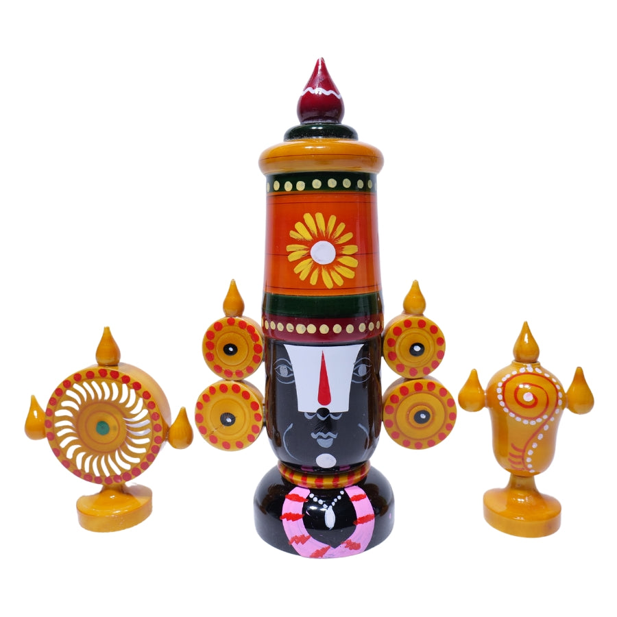 Handcrafted Etikoppka Venkateshwara Swamy Shanka Chakra | 22 CM