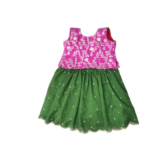Banaras Handcrafted Kids Frock Traditional Banarasi Dress (1–9 Years)